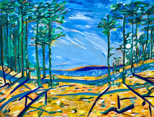 Charger l&#39;image dans la galerie, Peinture  unique sur papier Canson plage bassin arcachon- 50 x 65 cm
