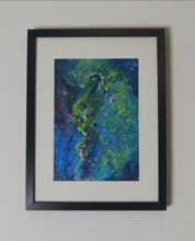 Charger l&#39;image dans la galerie, Peinture sur papier abstrait bleu unique - format A4 21x29cm
