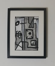 Charger l&#39;image dans la galerie, Peinture sur papier géométrique noir et blanc unique - format A4 21x29cm
