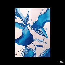 Charger l&#39;image dans la galerie, Dessin à l&#39;encre sur papier unique -végétal encre bleu - A5 21 x 15 cm
