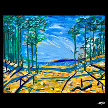 Charger l&#39;image dans la galerie, Peinture  unique sur papier Canson plage bassin arcachon- 50 x 65 cm

