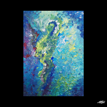 Charger l&#39;image dans la galerie, Peinture sur papier abstrait bleu unique - format A4 21x29cm
