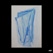 Charger l&#39;image dans la galerie, Peinture sur papier géométrique bleu unique - format A4 21x29cm
