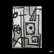 Charger l&#39;image dans la galerie, Peinture sur papier géométrique noir et blanc unique - format A4 21x29cm
