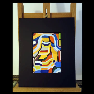 Prix revendeur - tableau coloré abstrait impression avec passe-partout noir 24 x 30 cm