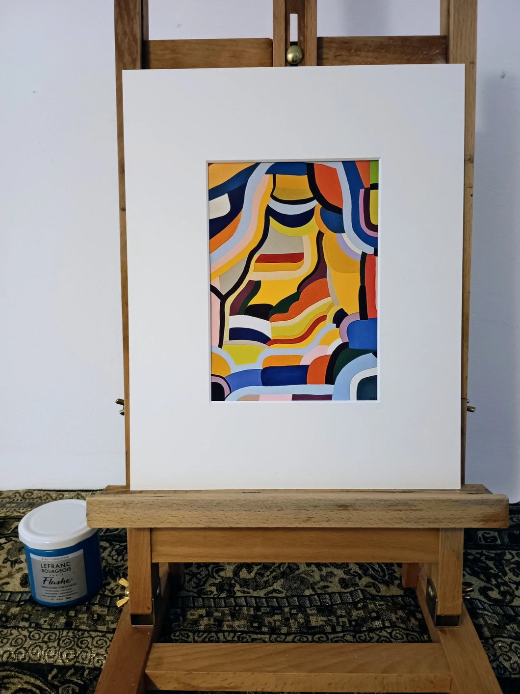 Prix revendeur - tableau coloré abstrait impression avec passe-partout blanc 24 x 30 cm