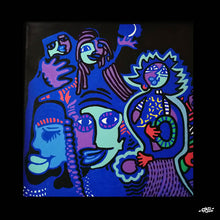 Charger l&#39;image dans la galerie, Tableau visages bleus - mini format - 20 x 20 cm
